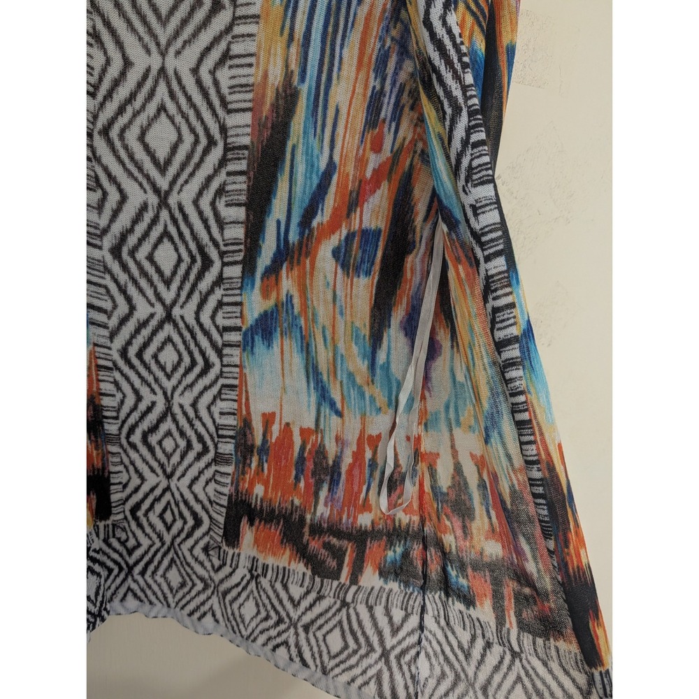 Chicos Aztec Print Open Front Cardigan Lightweight Multi Color Size 0 Small - Picture 4 of 5